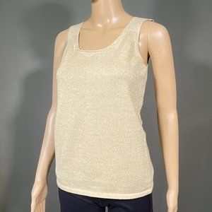 Sutton Studio Petite Gold Sparkle Sleeveless Tank Top‎ Size PS